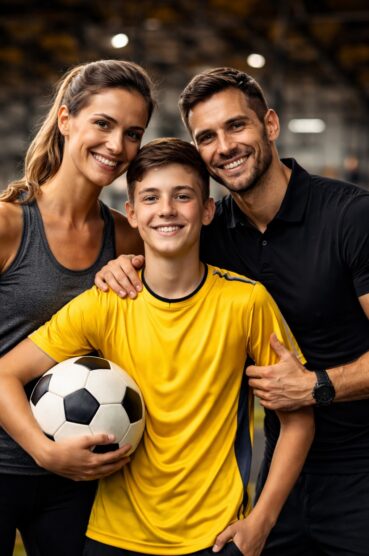 padres-hijo-deportista Aumentado peso y masa muscular en niños