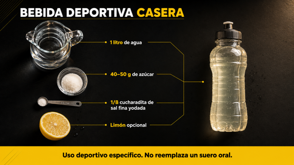 Bebida casera con electrolitos para niños deportistas