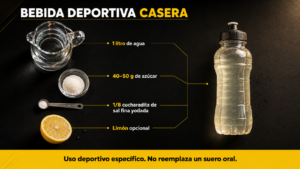 Bebida casera con electrolitos para niños deportistas