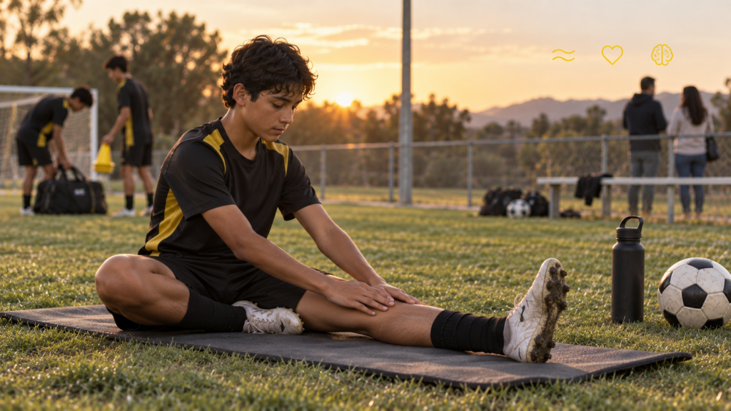 estiramientos en niños deportistas y bienestar después del entrenamiento
